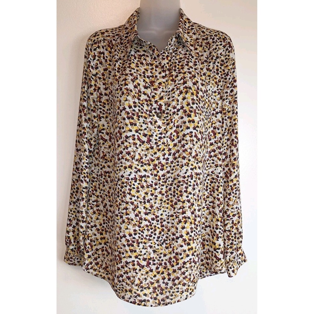 Cabi Abstract Print Blouse Relaxed Long Sleeve Fall Boho Top Women's Sz S Chic